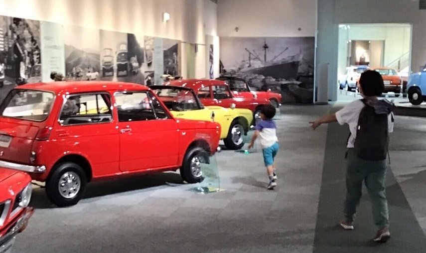 Family enjoying themselves at the Honda Collection Hall